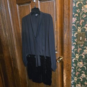 LOFT Black Romper with Velvet Details